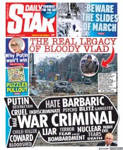 Daily Star (UK) Newspaper Front Page for 2 March 2022