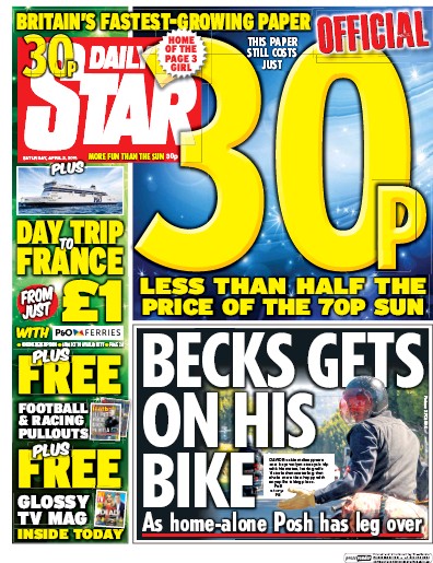 Daily Star Newspaper Front Page (UK) for 2 April 2016