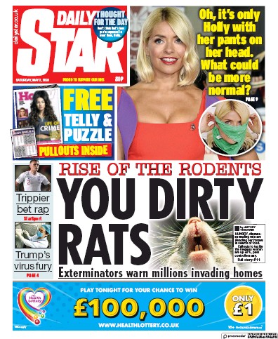 Daily Star Newspaper Front Page (UK) for 2 May 2020