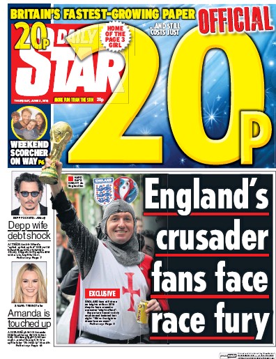 Daily Star Newspaper Front Page (UK) for 2 June 2016