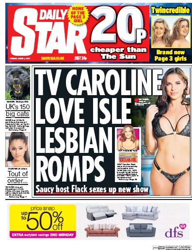Daily Star Newspaper Front Page (UK) for 2 June 2017