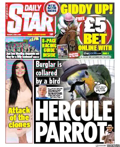 Daily Star Newspaper Front Page (UK) for 2 June 2020