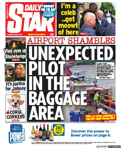 Daily Star Newspaper Front Page (UK) for 2 June 2022