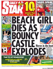 Daily Star (UK) Newspaper Front Page for 2 July 2018