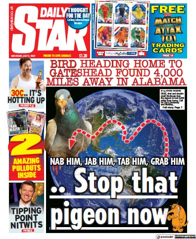 Daily Star Newspaper Front Page (UK) for 2 July 2022