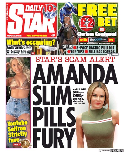 Daily Star Newspaper Front Page (UK) for 2 August 2019