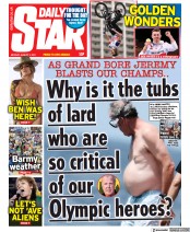 Daily Star (UK) Newspaper Front Page for 2 August 2021