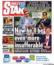 Daily Star (UK) Newspaper Front Page for 2 September 2021