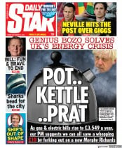 Daily Star (UK) Newspaper Front Page for 2 September 2022