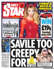 Daily Star (UK) Newspaper Front Page for 30 October 2012