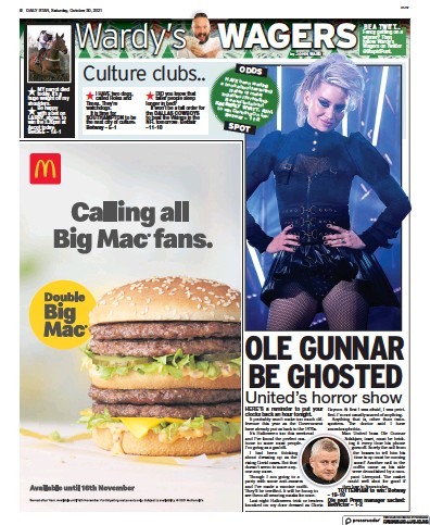 Daily Star Newspaper Front Page (UK) for 30 October 2021