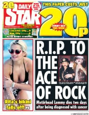 Daily Star (UK) Newspaper Front Page for 30 December 2015