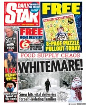 Daily Star (UK) Newspaper Front Page for 30 December 2020