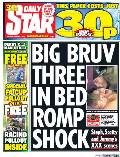 Daily Star Newspaper Front Page (UK) for 30 January 2016