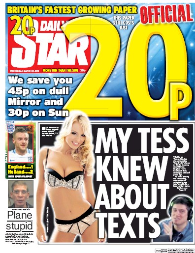 Daily Star Newspaper Front Page (UK) for 30 March 2016