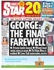 Daily Star (UK) Newspaper Front Page for 30 March 2017