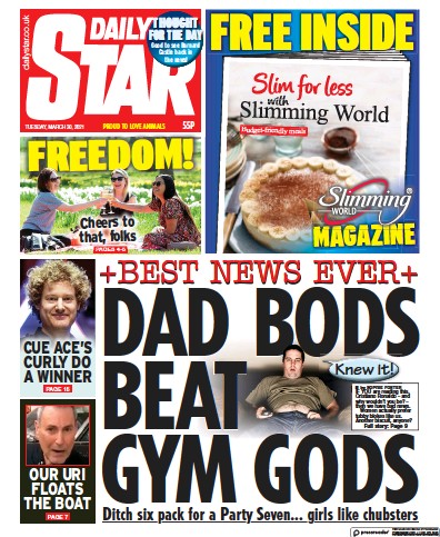 Daily Star Newspaper Front Page (UK) for 30 March 2021