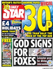Daily Star (UK) Newspaper Front Page for 30 April 2016