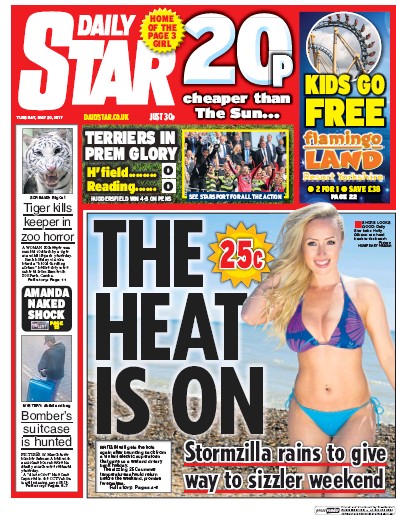 Daily Star Newspaper Front Page (UK) for 30 May 2017