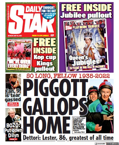 Daily Star Newspaper Front Page (UK) for 30 May 2022