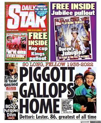 Daily Star Newspaper Front Page (UK) for 30 May 2022