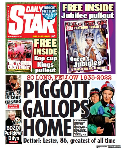 Daily Star Newspaper Front Page (UK) for 30 May 2022