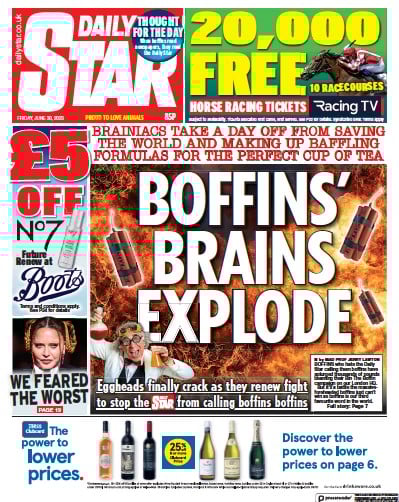 Daily Star Newspaper Front Page (UK) for 30 June 2023