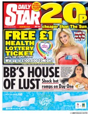 Daily Star (UK) Newspaper Front Page for 30 July 2016