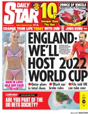 Daily Star (UK) Newspaper Front Page for 30 July 2018
