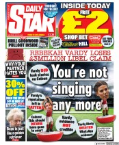 Daily Star (UK) Newspaper Front Page for 30 July 2022