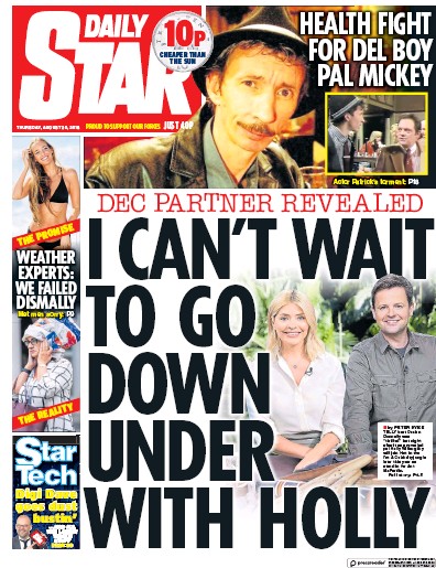 Daily Star Newspaper Front Page (UK) for 30 August 2018