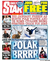 Daily Star (UK) Newspaper Front Page for 31 December 2022