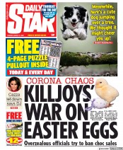 Daily Star (UK) Newspaper Front Page for 31 March 2020