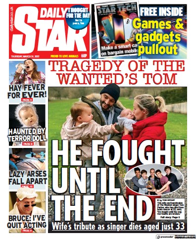 Daily Star Newspaper Front Page (UK) for 31 March 2022