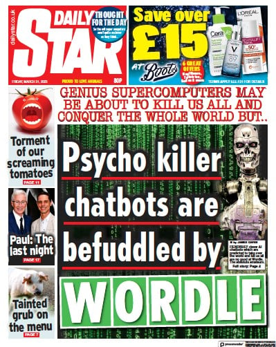 Daily Star Newspaper Front Page (UK) for 31 March 2023