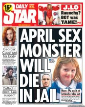Daily Star (UK) Newspaper Front Page for 31 May 2013