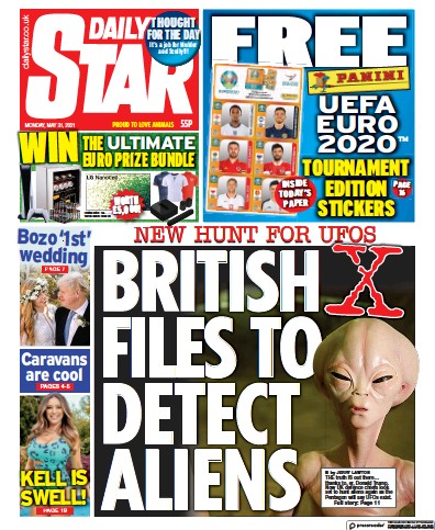 Daily Star Newspaper Front Page (UK) for 31 May 2021