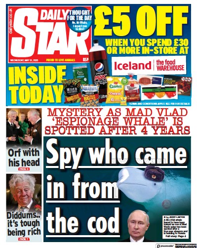 Daily Star Newspaper Front Page (UK) for 31 May 2023