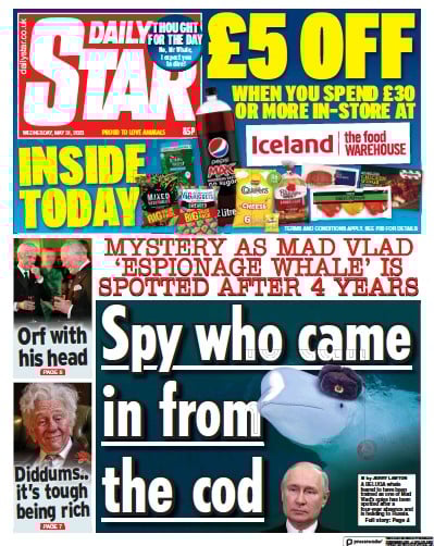 Daily Star Newspaper Front Page (UK) for 31 May 2023