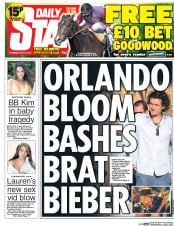 Daily Star (UK) Newspaper Front Page for 31 July 2014