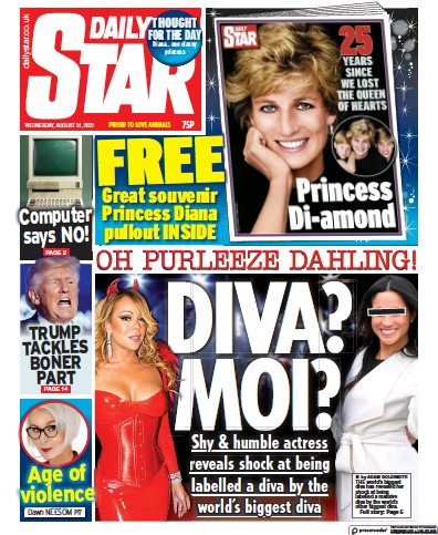 Daily Star Newspaper Front Page (UK) for 31 August 2022