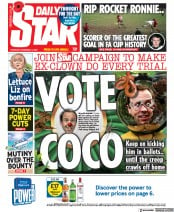 Daily Star (UK) Newspaper Front Page for 3 November 2022