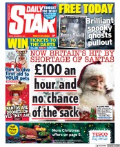 Daily Star (UK) Newspaper Front Page for 3 December 2021