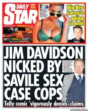Daily Star (UK) Newspaper Front Page for 3 January 2013