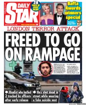 Daily Star (UK) Newspaper Front Page for 3 February 2020