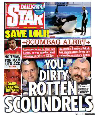 Daily Star Newspaper Front Page (UK) for 3 February 2023