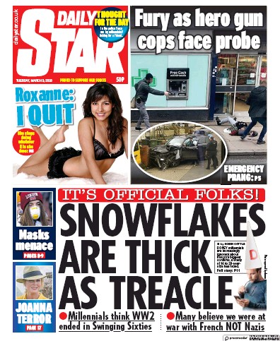 Daily Star Newspaper Front Page (UK) for 3 March 2020