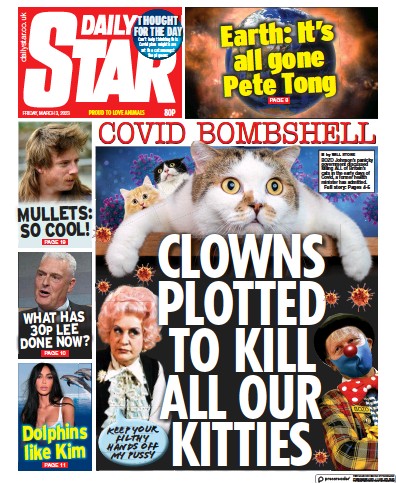 Daily Star Newspaper Front Page (UK) for 3 March 2023