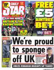 Daily Star (UK) Newspaper Front Page for 3 April 2014