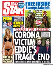 Daily Star (UK) Newspaper Front Page for 3 April 2020